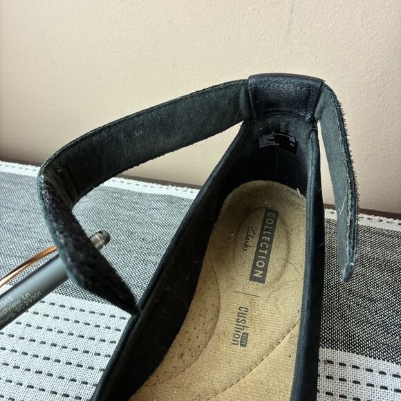 Clarks Medora-Nina Black Suede Ankle Wrap Ballet Flat Casual Women Shoes 7.5 - Picture 6 of 8